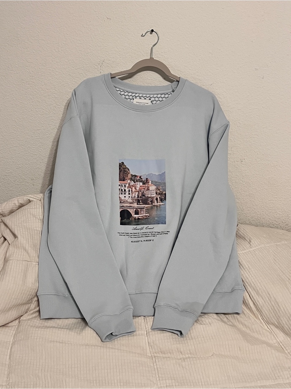 Denim & Flower Light Blue Graphic Crewneck Sweatshirt - Men